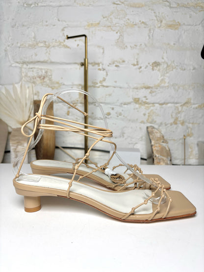 W Shoe Size 38 Tibi Khaki Leather Cowhide NWOT Sandals