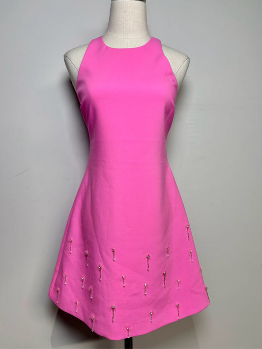 Women Size 6 Likely Hot Pink Solid Polyester Blend Women's Polyester Blend Dress