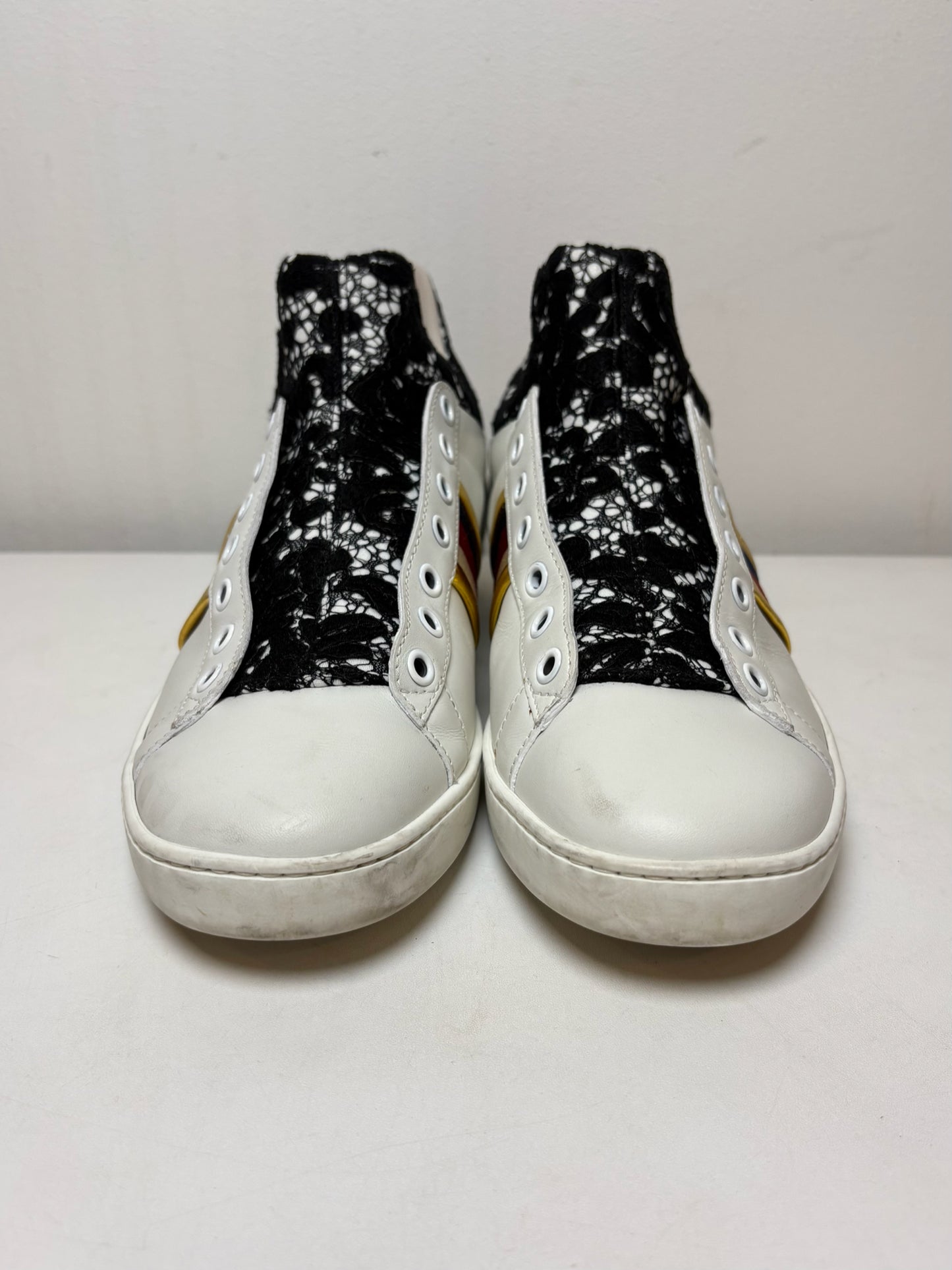 Size 38 (8) Gucci Ace High 'Lace" Sneaker Leather Women's