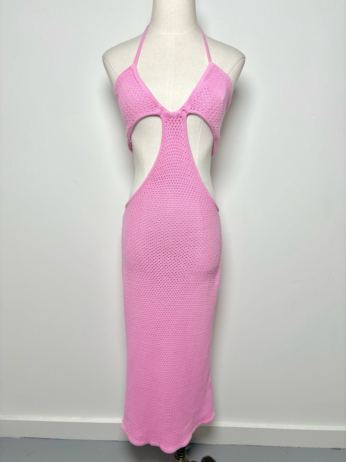 Women Size M Victor Glemaud Pink Knitted Cotton Dress