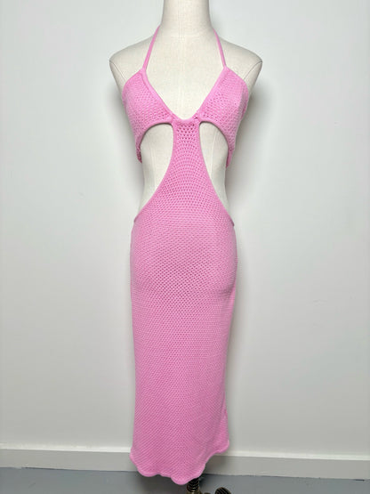 Women Size M Victor Glemaud Pink Knitted Cotton Dress