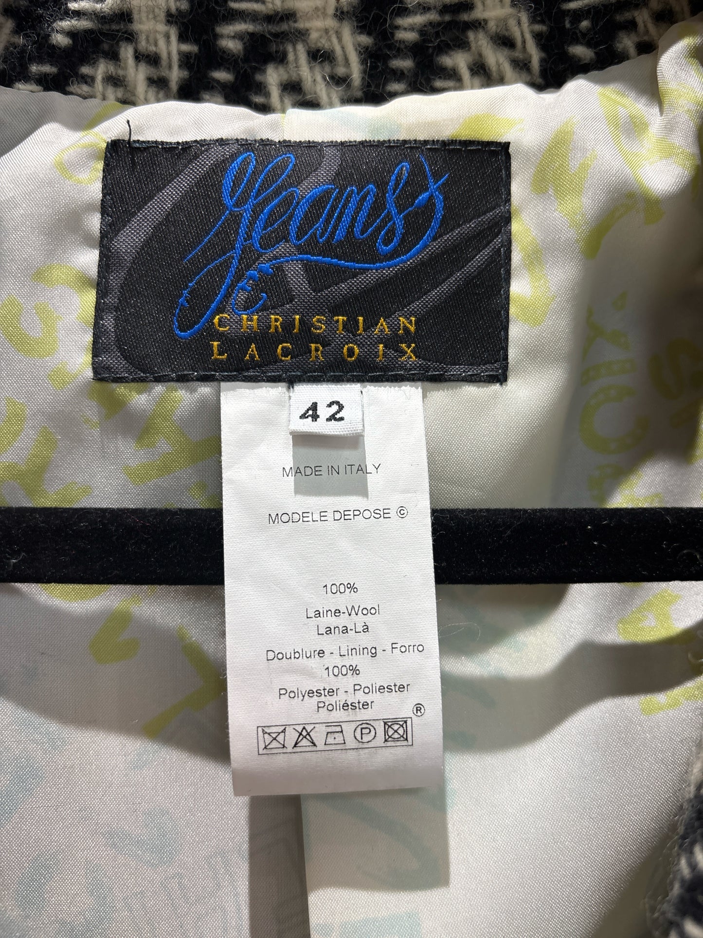 Women Size 42 (4 US) Christian Lacroix Black, Cream Tweed Vintage Coat