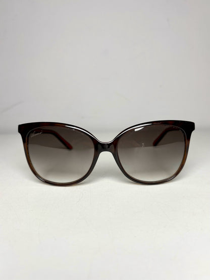 Women's Gucci GG 3649/S Brown w/Red, Green Web Stripe Acetate Sunglasses Pre-Owned
