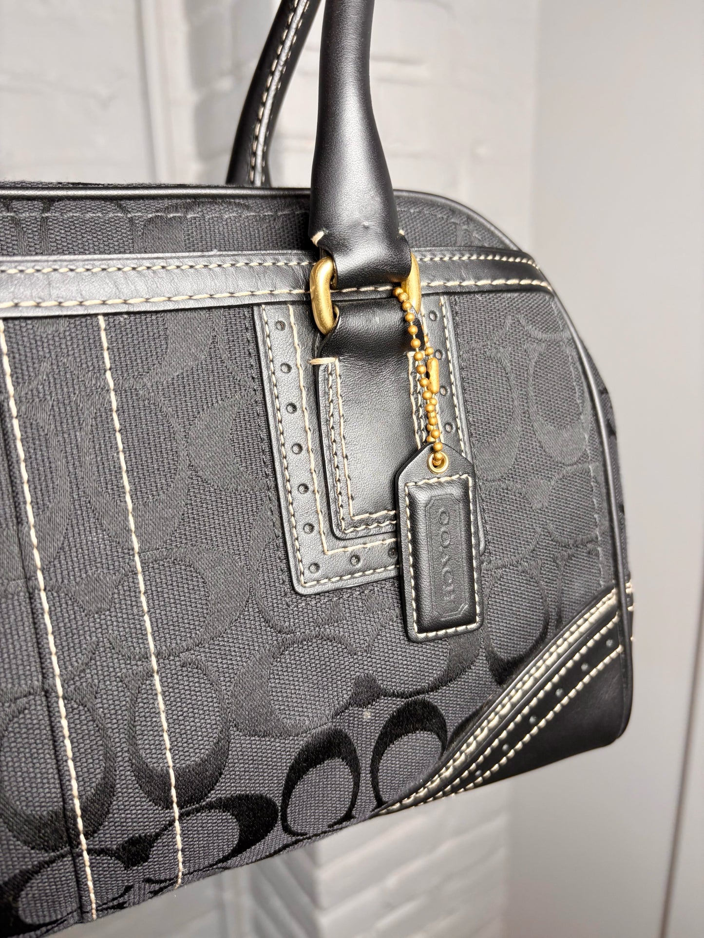 Coach Monogram Canvas, Leather Signature Black Purse