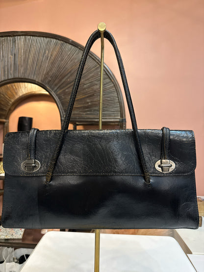 Miu Miu Vintage / Y2K Cracked Leather Black Handbag