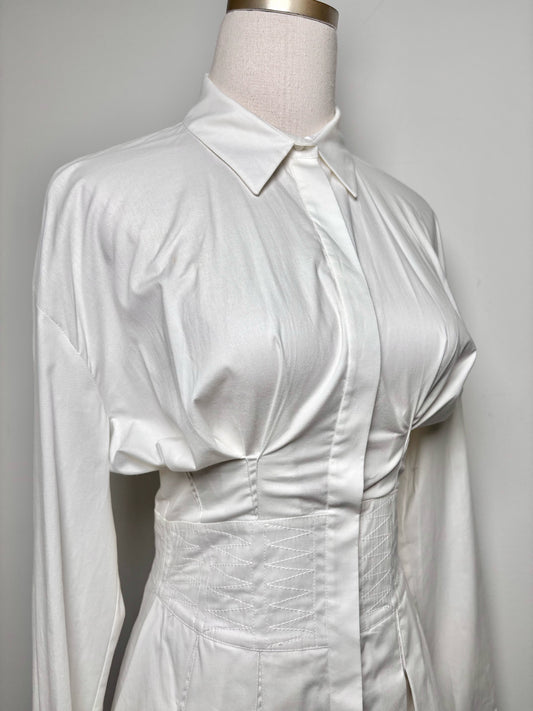Women Size 40 (US 4,S) Antonio Berardi White Solid Cotton, Elastane Shirt
