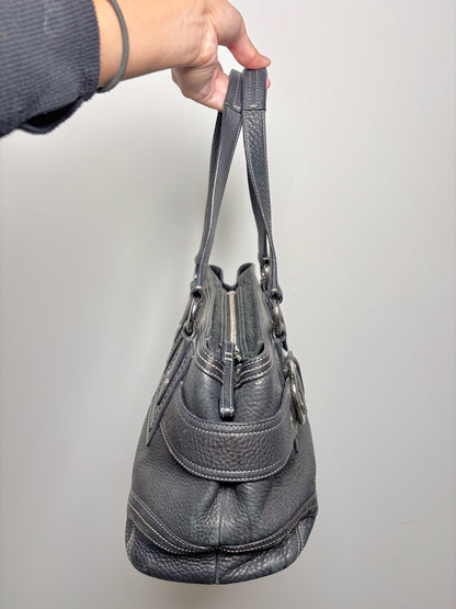 Coach Solid Leather Black Cowhide Hampton City 02764 Satchel Tote Purse