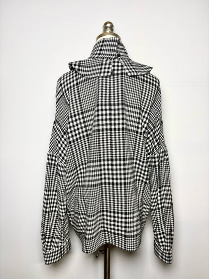 Women Size 6 Tibi Black/White Plaid 62% Wool 38% Polyamide Pre-owned Top