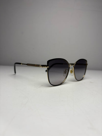 Women's Gucci GG0589SK Black & Gold Metal Pre-Owned Cat-Eye Sunglasses