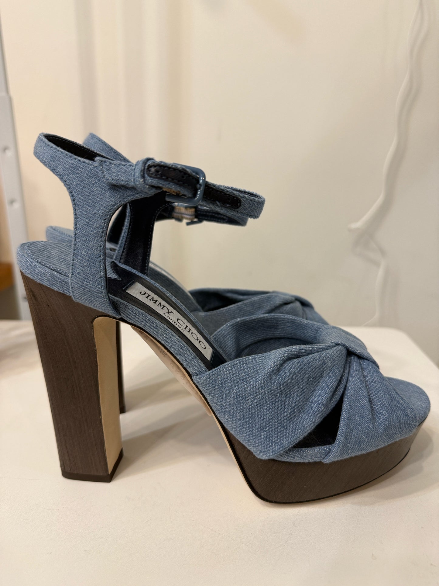 Jimmy Choo Heloise Light Blue Denim Platform Heels NWT | Pre-owned