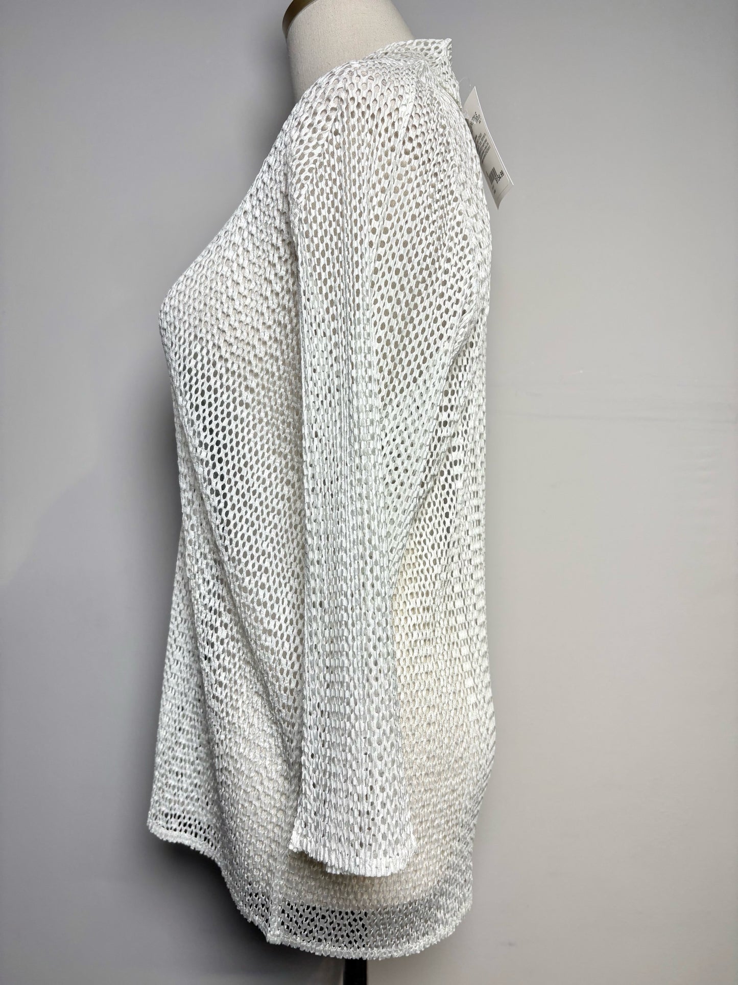 Women Size S Issey Miyake White Mesh Stretch Top