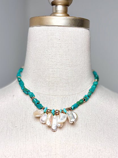 Lizzie Fortunato Turquoise, Freshwater Pearls Cord Necklace
