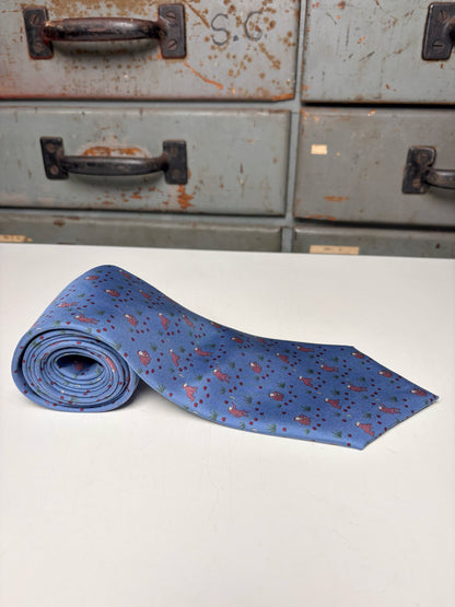 Hermes Blue 100% Silk Monkeys Men's Tie