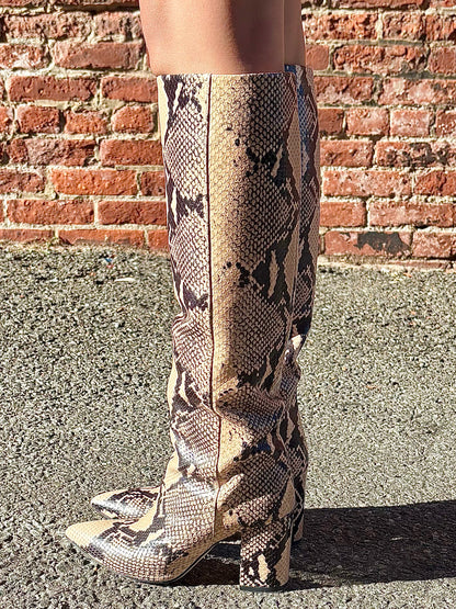 W Shoe Size 36 Paris Texas Animal Print Leather Snake Skin Pre-owned Boots