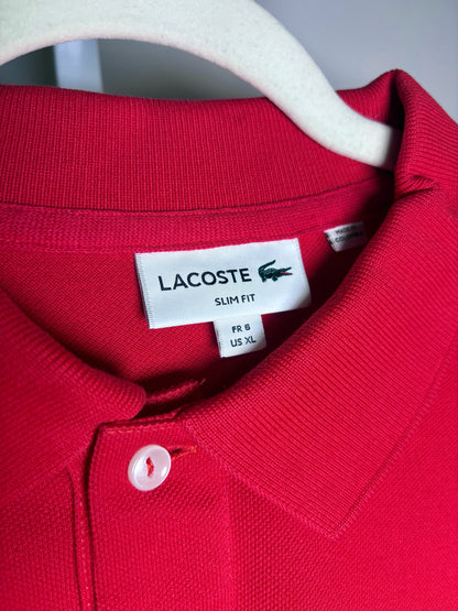 Mens Size XL Lacoste Red Cotton Solid Men's Shirt