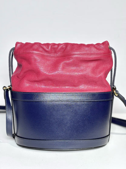 Leather Gucci Horsebit Red & Navy Purse