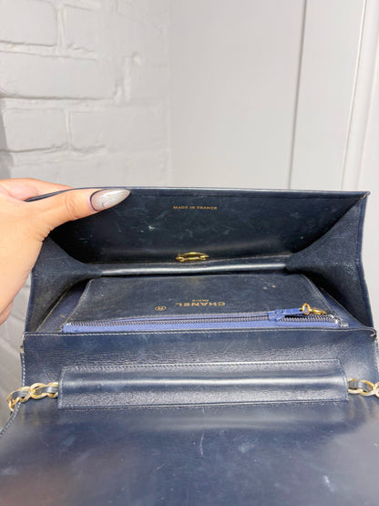 Chanel Vintage Leather Navy Calfskin Purse