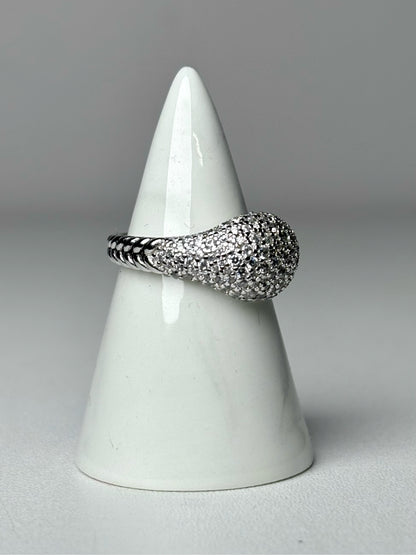 David Yurman Chevron Pinky 18K White Gold Pinky Ring
