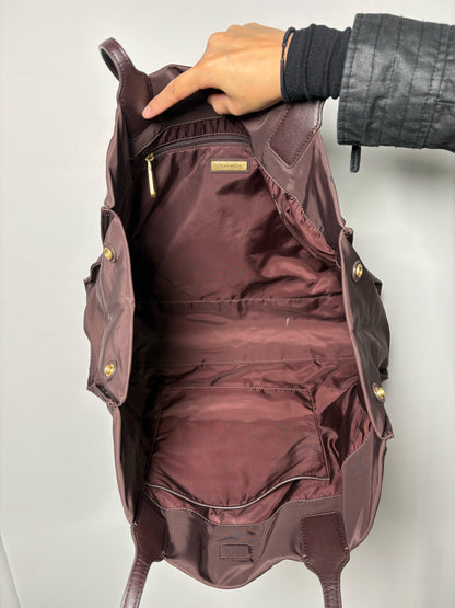 Nylon Tory Burch Solid Nylon Eggplant Large Purse