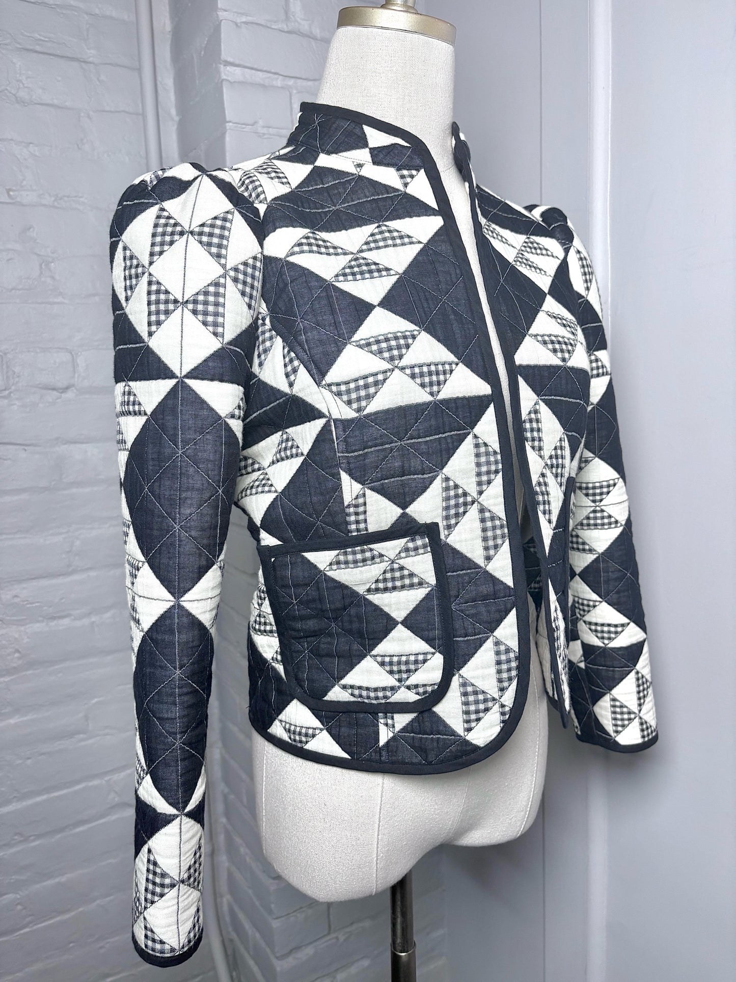 Women Size S Hunter Bell Black & White Quilted Cotton Blend Pre-owned Jacket