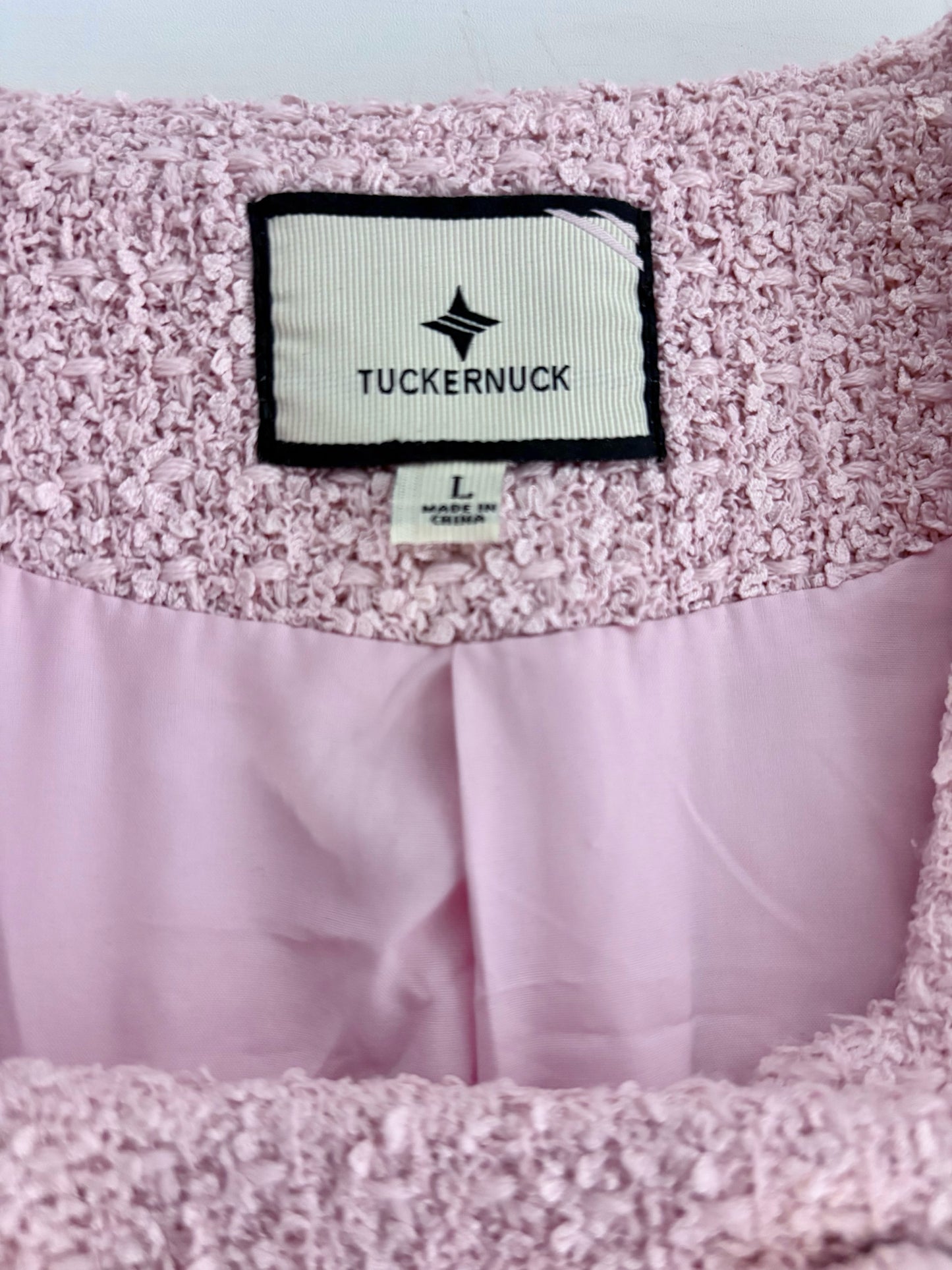 Women Size L Tuckernuck Light Pink Boucle' Pre-owned Dress/Jacket