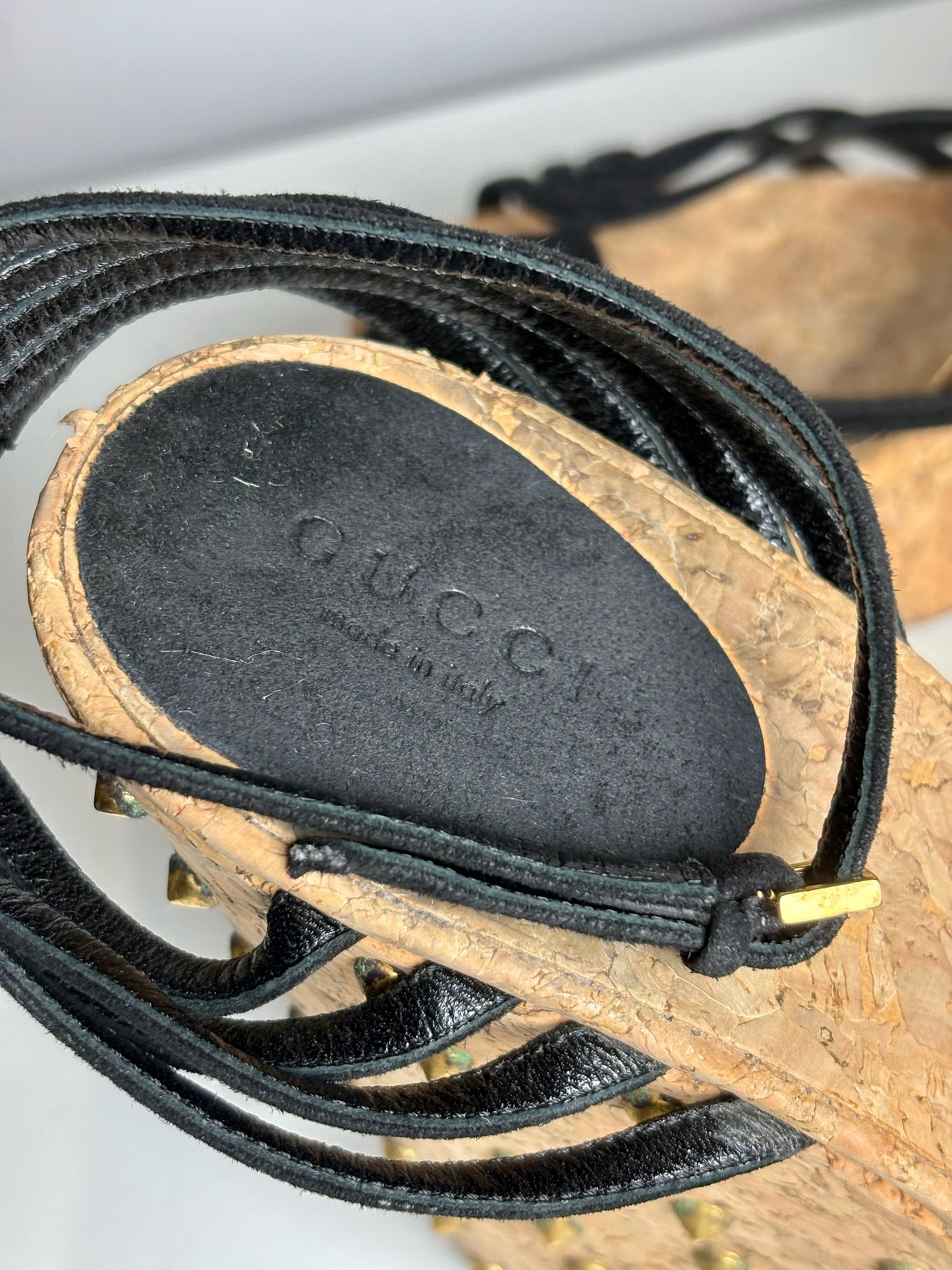 W Shoe Size 41 (11 US) Gucci Black Leather Suede Women's Pre-owned Sandals
