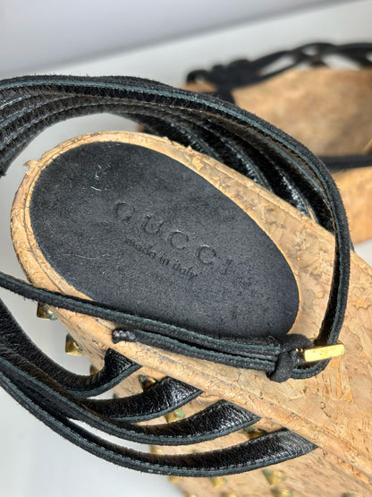 W Shoe Size 41 (11 US) Gucci Black Leather Suede Women's Pre-owned Sandals
