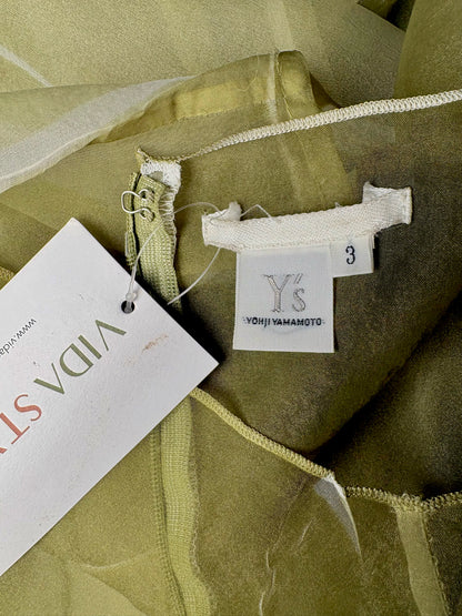 Women Size 3 (L) Yohji Yamamoto Sage Green Iridescent Sheer Vintage Dress