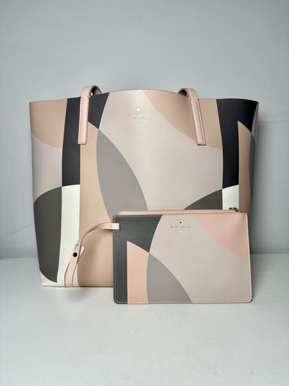 Kate Spade New York Print/Solid (Reversible) Pure Leather Pre-owned Tote Bag