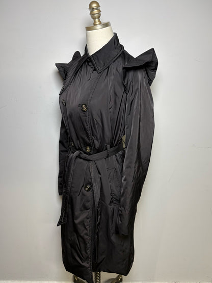 Women's Size 6 Love Moschino Black Double-Breasted Vintage Pre-Owned Rain Coat