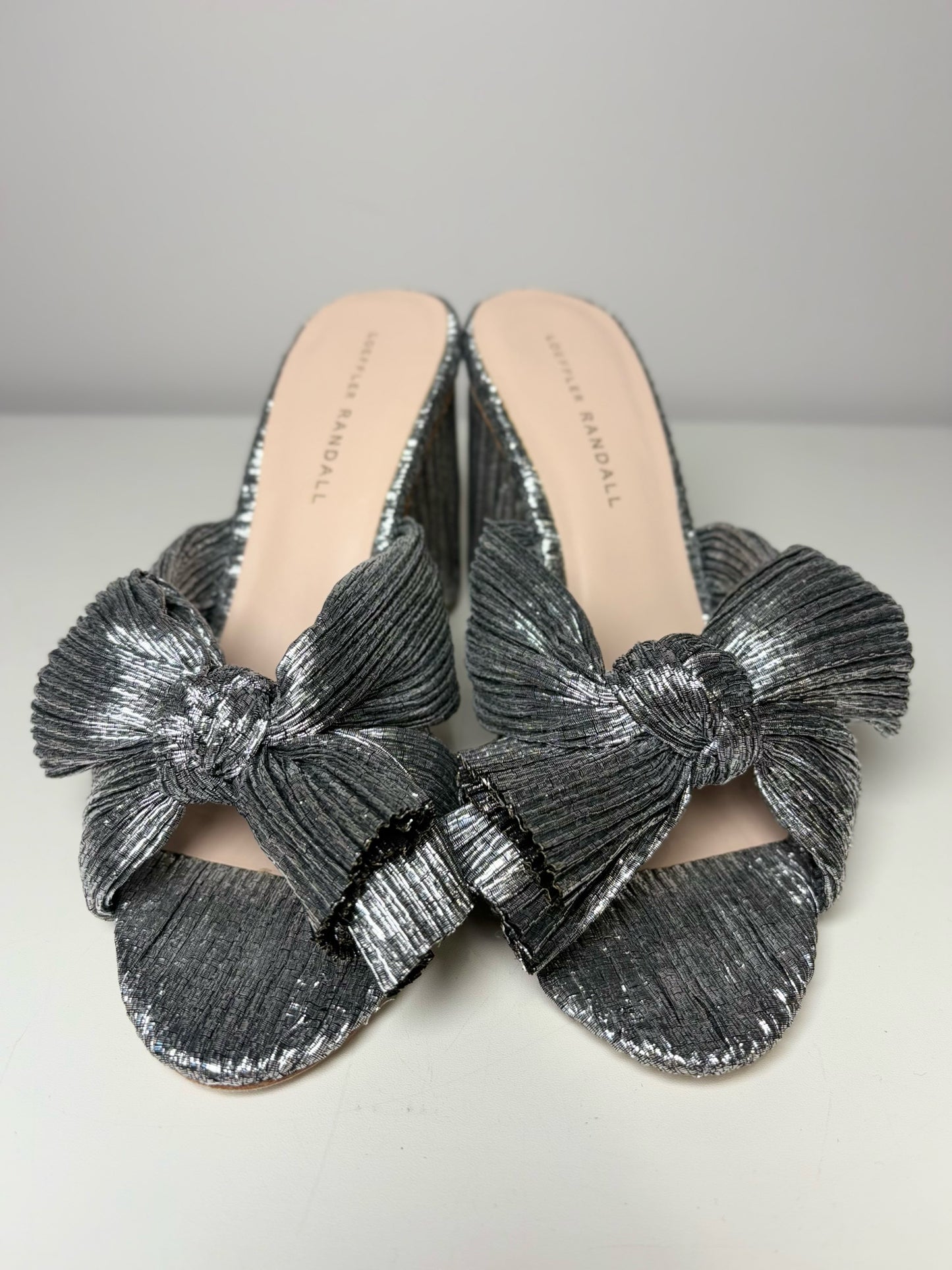 W Shoe Size 8.5 Loeffler Randall Silver Italian Lame Heels