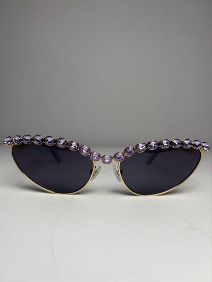 Swarovski Purple SK7030 Cat Eye Crystalized Sunglasses Women's Pre-owned