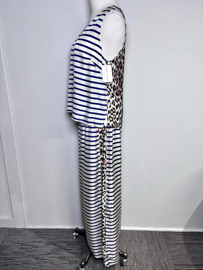 Women Size 2 La Prestic Ouiston Cream, Blue Striped, Animal Print 2 Piece Set