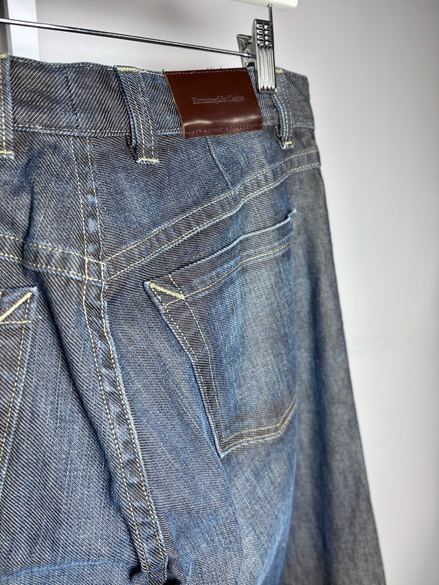 Zegna Washed Blue Cotton Mens Size 33 Men's Jeans