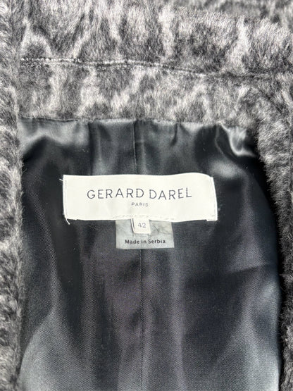 Women's Gerard Darel Black Gray Animal Print Alpaca Camel Hair Blend Pre-Owned Coat