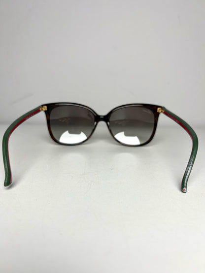 Women's Gucci GG 3649/S Brown w/Red, Green Web Stripe Acetate Sunglasses Pre-Owned