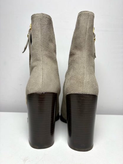 Women's Shoe Size 7 Stuart Weitzman Taupe Suede NWOT Pre-Owned Double Zip Boots