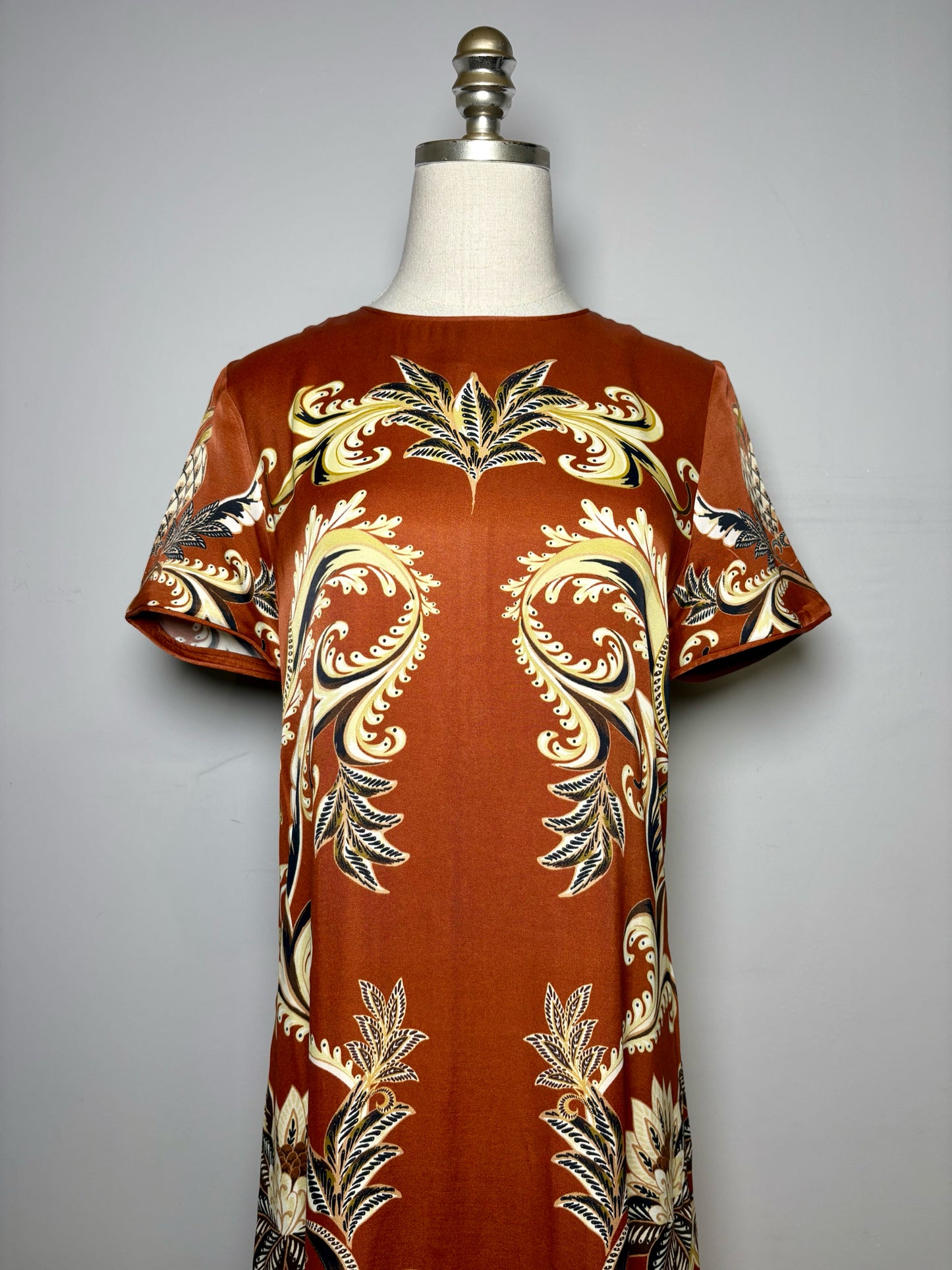Women Size S Farm Rio Brown Floral Print Midi Pre-owned Dress
