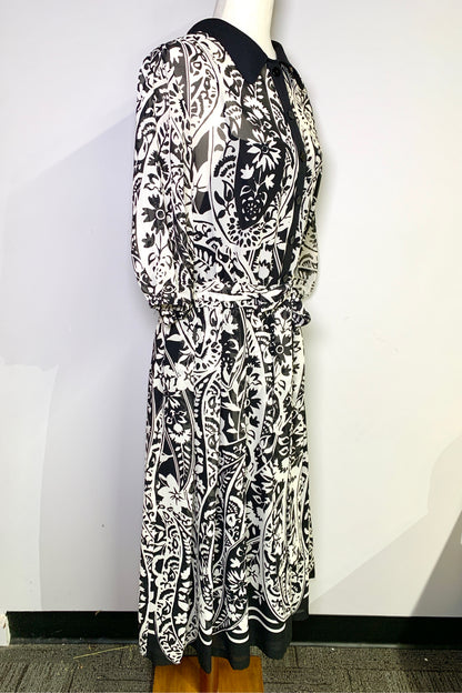 Women Size 20 Rickie Freeman for Teri Jon Black & White Floral Midi Dress
