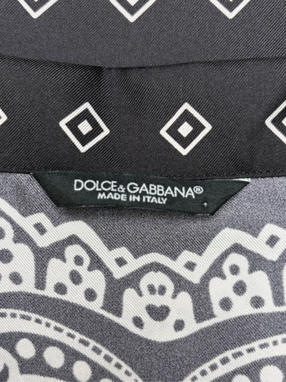 Men Size 44 (US XL) Authentic Dolce & Gabbana Black & White Bandana Print Pure Silk NWT Pre-Owned Shirt