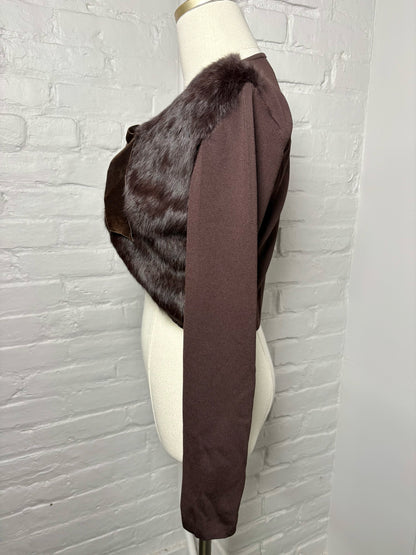 Women Size 4 (38) Emanuel Emanuel Ungaro Purple Solid Vintage Knit, Fox Sweater