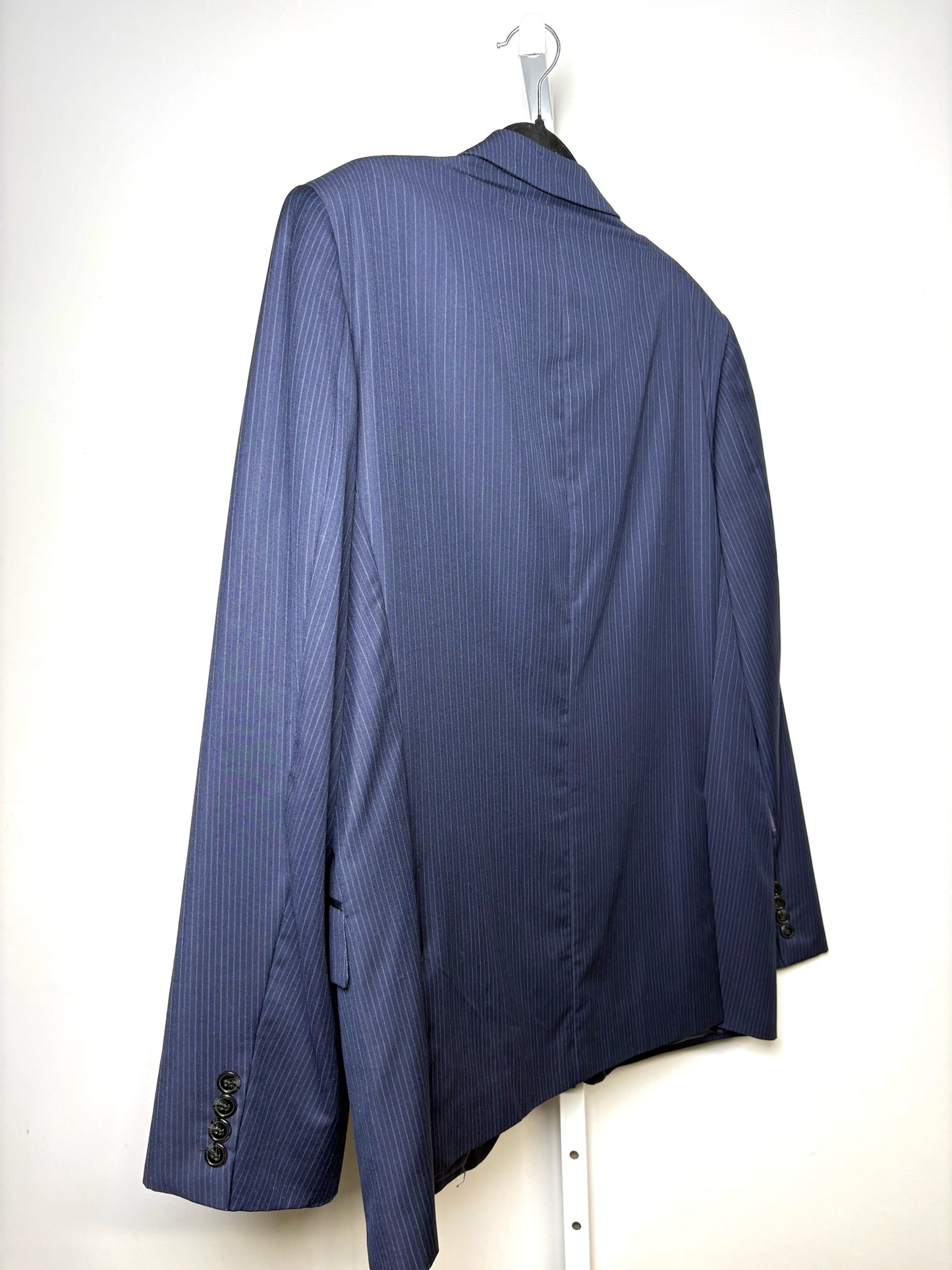 Ermenegildo Zegna Navy Wool, silk Stripe Men's Mens Size 44R Pre-owned Blazer