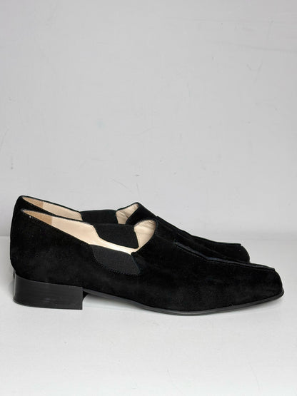 W Shoe Size 9 Firenze Black Leather Suede Women's Pre-owned, NWT Loafers