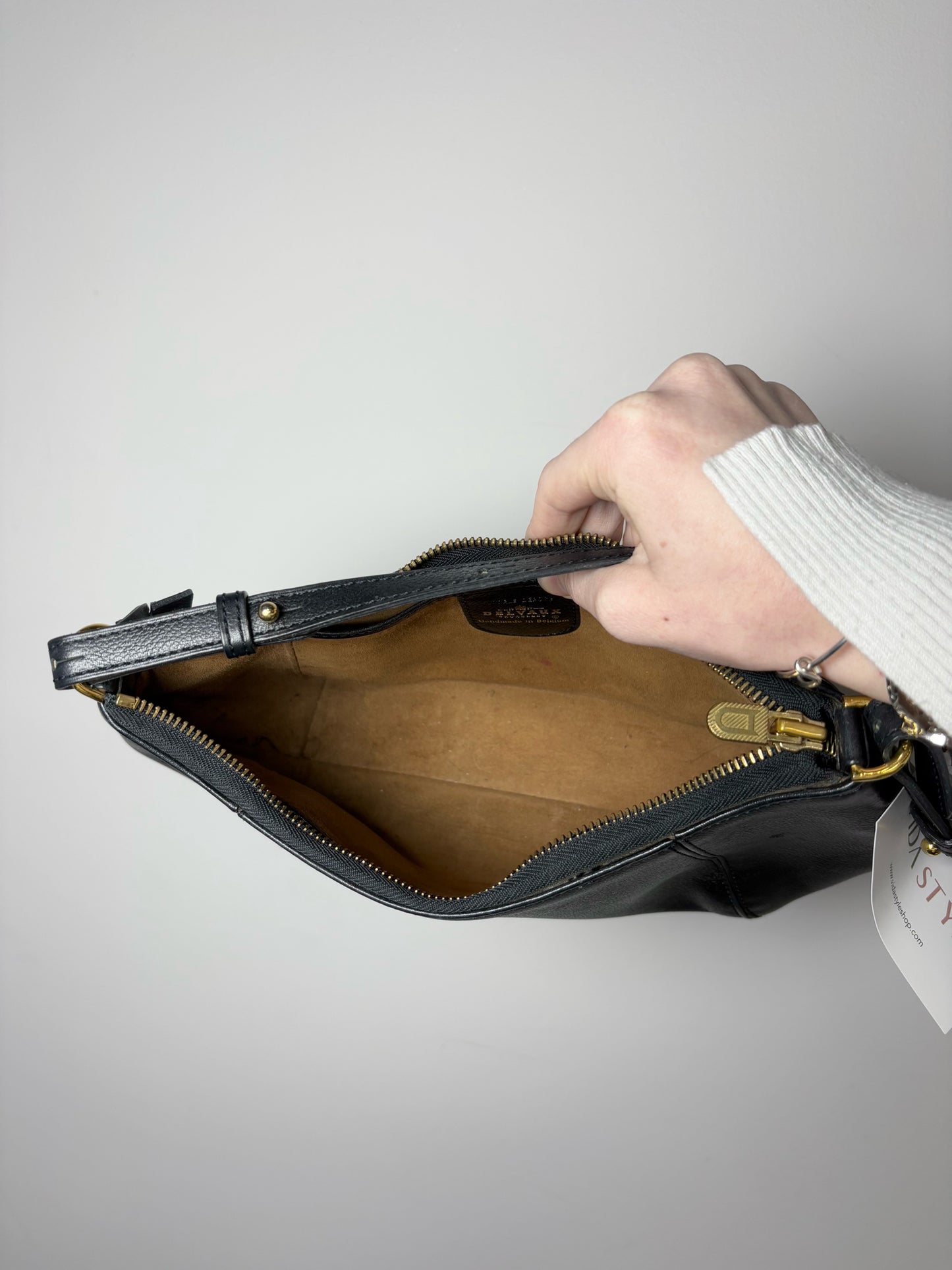 Vintage Delvaux Black Leather Handbag