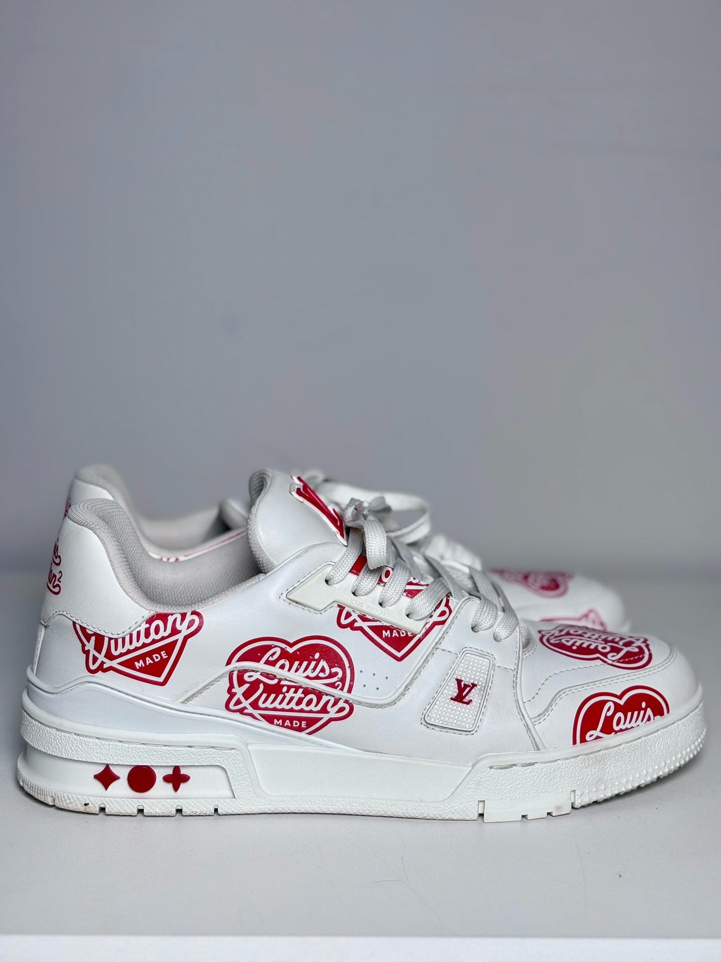 Louis Vuitton Made x Nigo White Graphic Print Men's Pre-owned 7.5 Sneakers