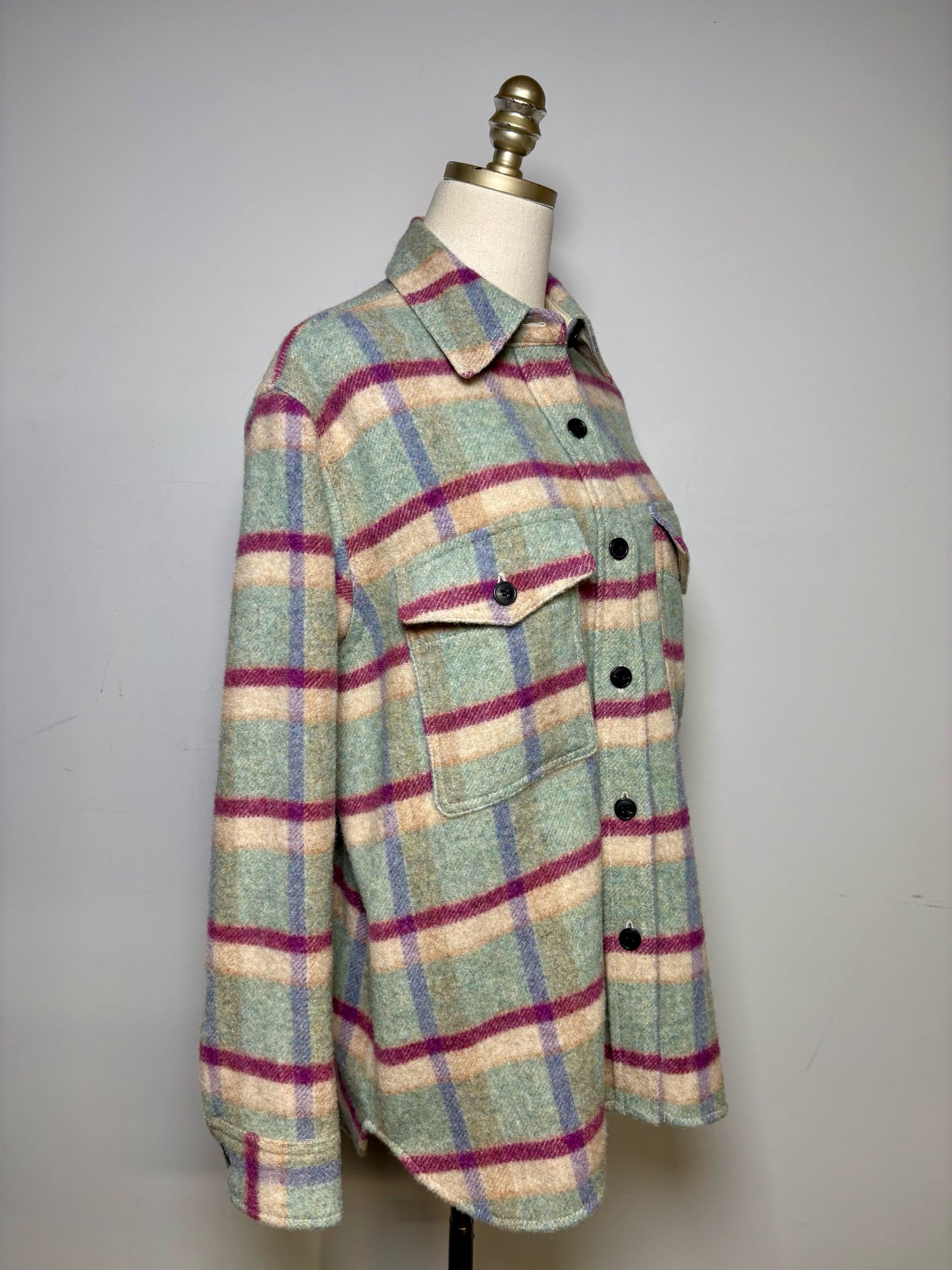 Women Size 38 Etoile Isabel Marant Faxon Mint Purple Plaid Wool Blend Pre-Owned Jacket