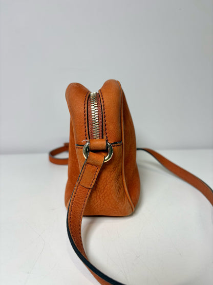 Gucci Solid Suede Leather Rust Orange Disco Purse