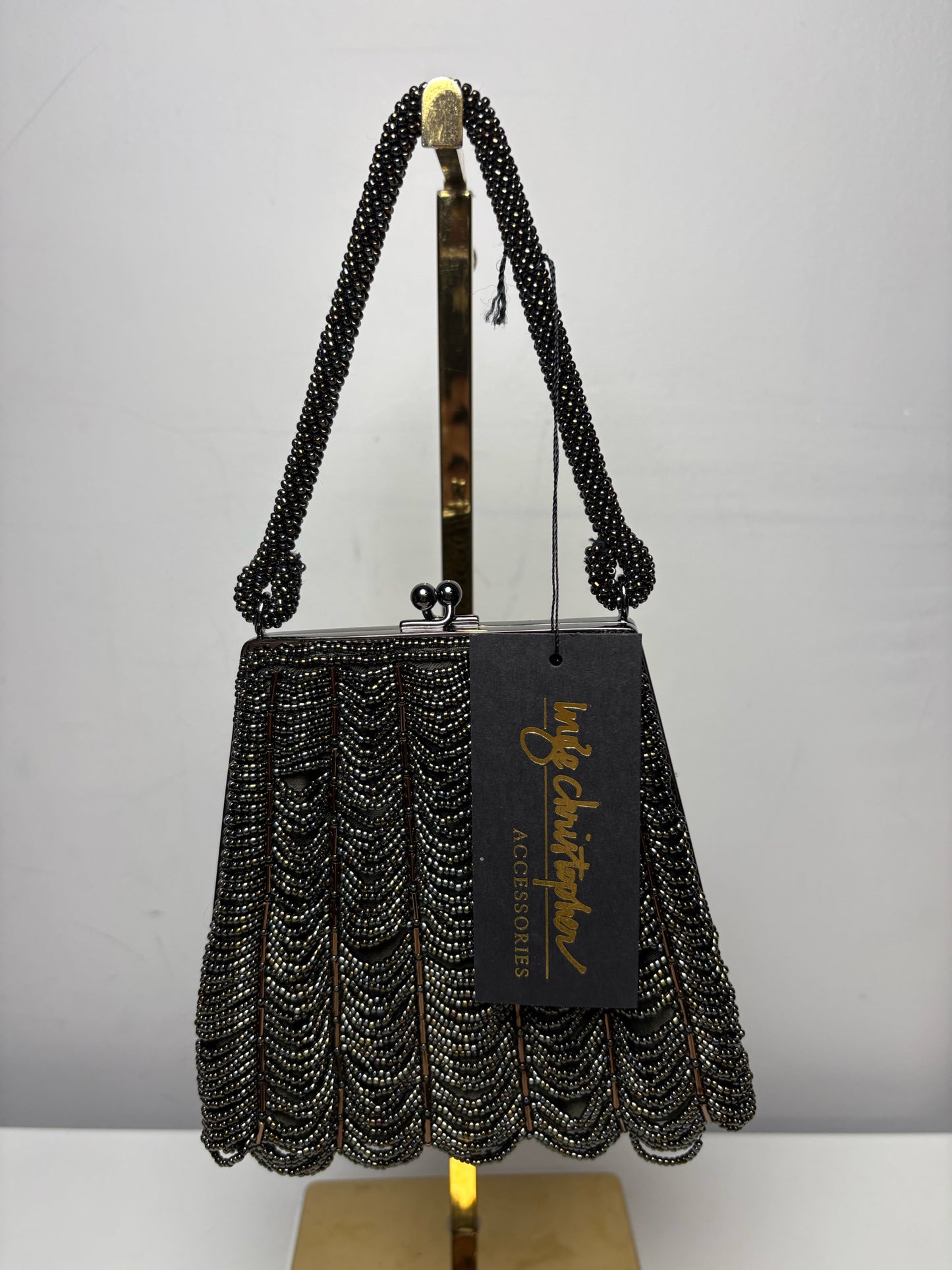 Women's Inge Christopher Bronze Beaded Vintage NWT Pre-Owned Mini Purse