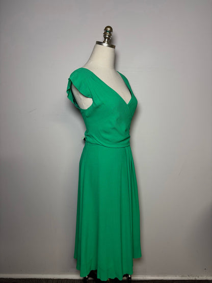Women Size 8 Kate Spade New York Green Flowy Tea Length Pre-owned Dress