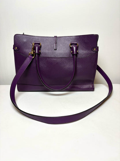 Women's Salvatore Ferragamo Briana Tote Saffiano Leather Pre-owned Purple Bag